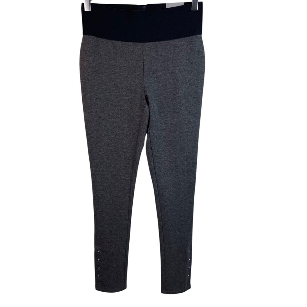 Fit Fabulous Gray Leggings Bottom Stud Button Closure Size XS